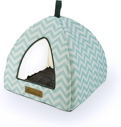PETSWORLD Pet Tent/Soft Bed - Warm, Calming, Fluffy Indoor Tent/House. with a Removable Washable Cushion Pillow. Anti-Slip Bottom. Perfect for Cats & Small Pets -16 x 16 x 14 inches