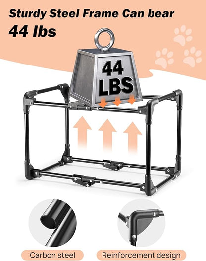 JOYTUTUS Collapsible Dog Crate, 26 Inch Portable Pet Crate for Car, Travel Dog Kennel Foldable Dog Crate for Medium Dog 44lbs, Soft Cat Carrier Fit for Indoor & Outdoor/Car Back Seat/Trunk (Orange)