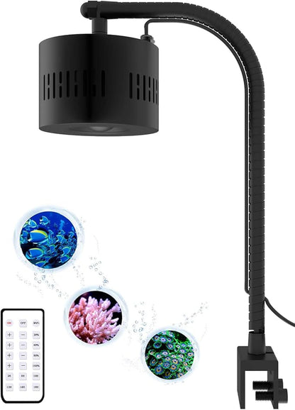 Lominie Aquarium LED Light, Reef Coral Light Full Spectrum Saltwater Aquarium Light with Remote Control Gooseneck for 10 Gallon Fish Tank