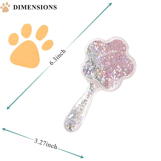 Soft Dog Brush for Small Dogs | Gentle Puppy Brush for Yorkies, Shih Tzus, Maltipoos & Maltese | Pet Hair Removal with Soft Bristles | Dog Brush for Shedding (Glitter Pink)