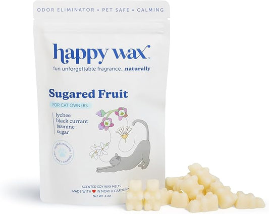Happy Wax Sugared Fruit Scented Wax Melts for Cat Owners – Odor Eliminating, Calming, Pet-Safe, Non-Toxic, Perfect for Use with Wax Warmers - 4 oz Pouch