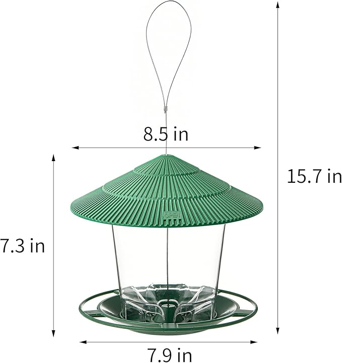 Bird Feeder Outdoor Hanging for Wild Bird Seed, Green