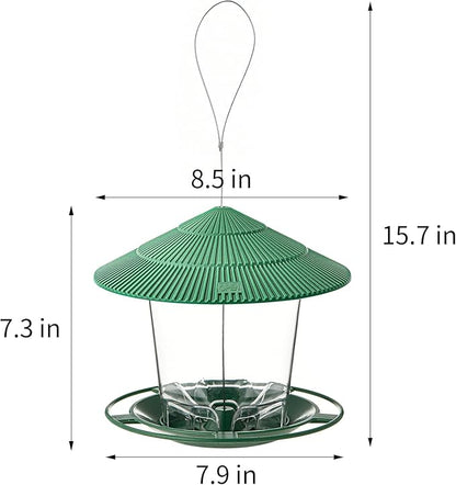 Bird Feeder Outdoor Hanging for Wild Bird Seed, Green