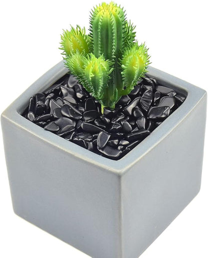 WAYBER 2 Lbs/920g Black Obsidian Quartz Crystal Stones Irregular Decorative Rocks Aquarium Pebbles Gravels for Fish Turtle Tank/Succulent Plants/Air Plants Decoration (Fill 2 Cups)