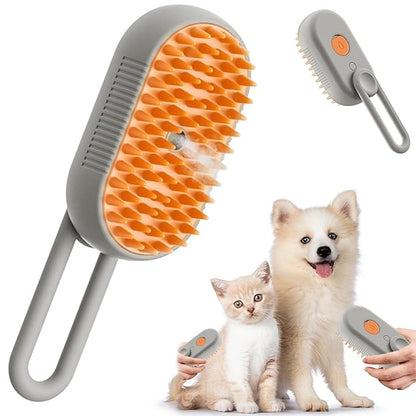 Nidouillet Steamy Cat Brush, 3 in 1 Multifunctional Cat Steamy Brush, Steam Cat Hair Brush for Massage, Electric Steamy Dog Brush,Pet Steam Brush for Removing Tangled And Loose Hair (coffee)
