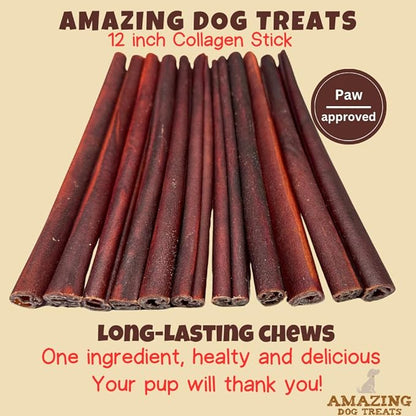 Amazing Dog Treats 12 Inch Collagen Stick - (20 Count)- Collagen Sticks for Dogs - No Hide Dog Bones