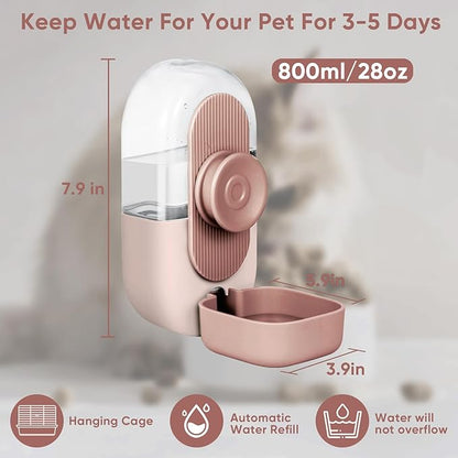 28oz Hanging Automatic Water Dispenserï¼_abbit Water Bottle,Bunny Guinea Pig Ferret Water Bowl for Cage,Suitable for Small Animal Puppies(Cage Grid Spacing Over 1.2'')