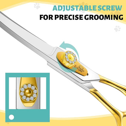 7 Inch Curved Grooming Scissors for Dogs and Pets, Professional Up-curved Scissor, Premium Steel Scissors for Dog Grooming, Ideal for Dogs, Cats, and Other Pets