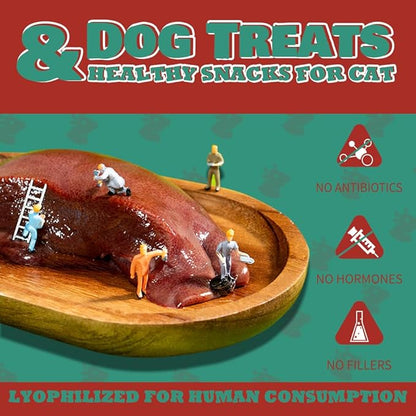 18oz Freeze Dried Beef Liver Dog Treats & Healthy Snacks for Cat,100% Raw Beef Liver Cut Into Pieces,Soft Treats for Training & Rewards,Supplementing Trace Elements