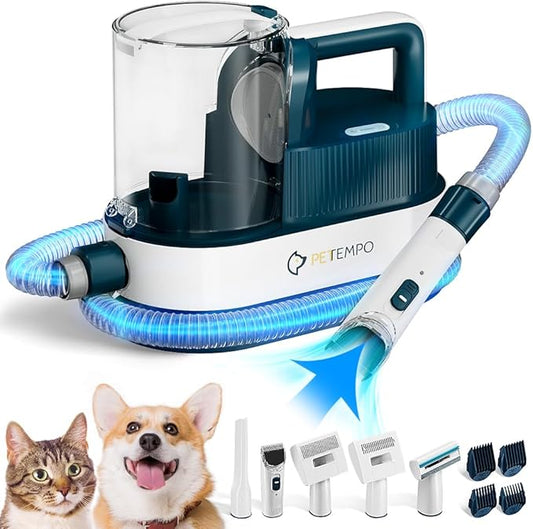 Dog Grooming Vacuum, 9 in 1 Dog Grooming Kit & Dog Hair Vacuum Suction 99% Pet Hair, 2L Dust Cup Dog Brush for Shedding Vacuum, White