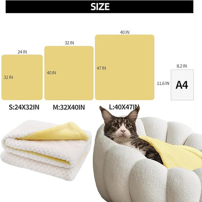 furrybaby Dog Blankets for Medium Dogs & Cats for Couch, Reversible Flannel Blankets for Pets 32x40 Inch, Cat Blankets for Indoor Cats Washable (White)