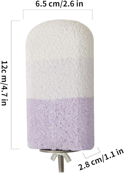 Natural Mineral Bird Perch for Cage Parrot Perch Platform for Beak Grinding Claw Trimming & Chewing Chew Toy for Parakeets Cockatiels Conures Birds Cage Accessories (Gradient Purple, 4.7")