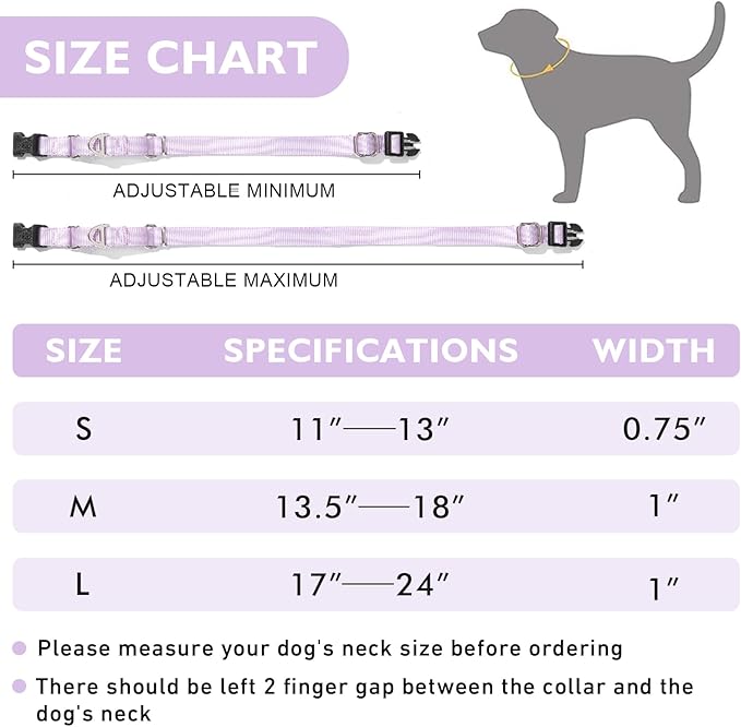 Rttochfy Martingale Dog Collars, Adjustable Nylon Dog Collar with Quick Release Buckle, No Choke Dog Training Collar for Small Medium Large Dogs (Black, S)