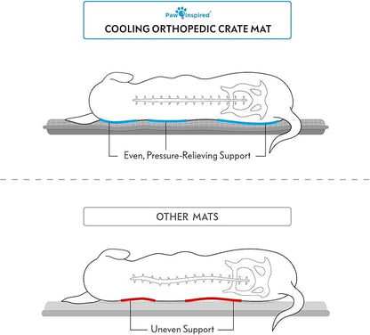 Paw Inspired Cooling Orthopedic Crate Pad for Dogs, Washable Memory Foam Dog Cooling Mat (35x22 Inch Medium/Large Size for 36 Inch Kennel, Gray)