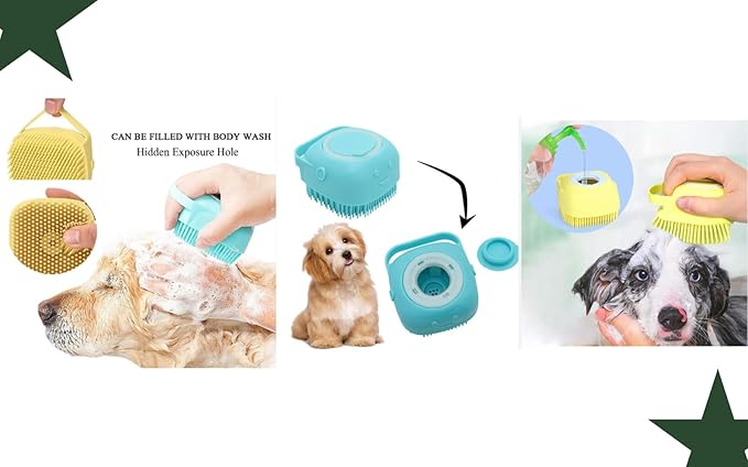 Dog Grooming Kit, 2PCS Dog Bath Brush Scrubbers, 1 Double Sided Soft Bristle and Pin Brush, 1 Professional Nail Clipper and Trimmer For Large & Mediam Dog,Cat,and Rabbit.