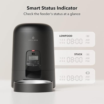 PETLIBRO Automatic Cat Feeder, Cat Food Dispenser Battery-Operated with 180-Day Battery Life, AIR Timed Pet Feeder for Cats & Dogs, 2L Auto Cats Feeder, Black