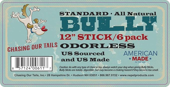 6117 Standard Odorless Pet Bully Stick (6 Pack), 12"