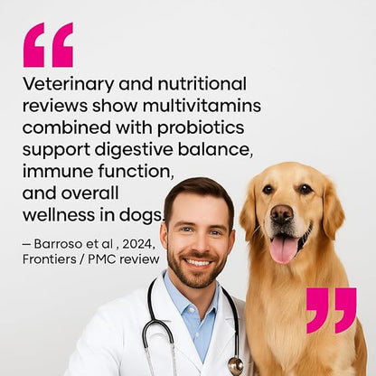 24-in-1 Complete Daily Dog Multivitamin Chews  Bacon Flavor  All-in-One Support for Joints, Skin, Coat, Digestion & Immunity with Glucosamine & Omega-3 (140 Chews)