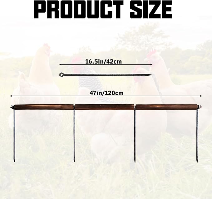 2 PCS Chicken Toys,Extra Long Chicken Perch Toys,Woodern Chickens Roosts and Perches Stand Training Perch for Poultry Rooster Chicks Large Bird Chicks Parrot, 44.88 Long (Antique Color)