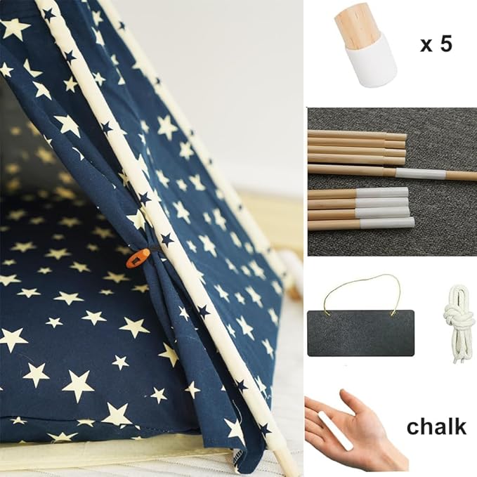 Solid Wood Cat Tent Indoor with Thick Mat,Portable Dog House Dog Teepee Tent,Cute Cat Teepee Cave, Cat Bed,Dog Bed Tent,Puppy Bed Tent,Bunny Tent,Pet Tent Teepee