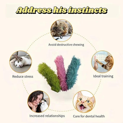 Catnip Toys with 3Pcs Cat Toys - Skin-Friendly Pillow Kicker Toy for Indoor Cats with Crinkle Paper, Catnip & Teething Soother (Pink/Green/Blue)