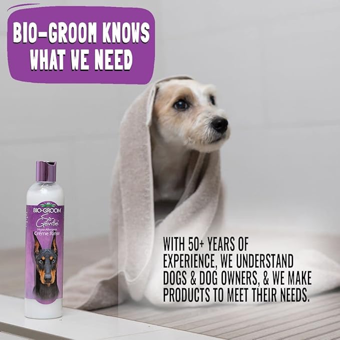 Bio-Groom So-Gentle Hypoallergenic Dog Conditioner  Tearless, Cat & Dog Bathing Supplies, Puppy Wash for Gentle Skin, Cruelty-Free, Made in USA, Tear-Free Dog Products  12 fl oz 1-Pack