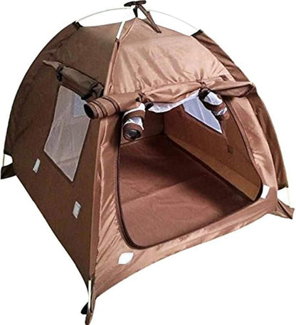 Breathable Washable Pet Puppy Kennel Dog Cat Folding Indoor Outdoor House Bed Tent (Brown,M)