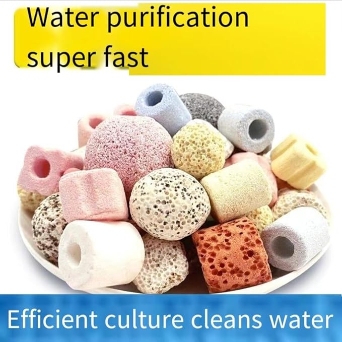 1000g, 2.2lb【No ore】 Aquarium bio Media,6 in 1 Ceramic Filter Media for Aquarium Sump Filter Ceramic Rings Activated Carbon Bio Balls bio Balls Ceramic Rings Set with mesh Bag