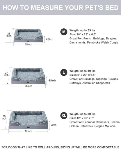 WNPETHOME Dog Beds for Extra Large Dogs, Washable, Bolster Sofa Bed with Waterproof Lining & Non-Skid Bottom, Orthopedic Egg Foam Couch for Pet Sleeping, Pet Bed