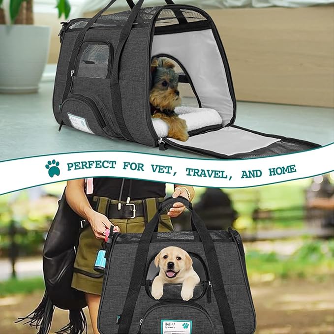 PetAmi Airline Approved Pet Carrier for Cat, Soft Sided Dog Carrier Small Dog, Cat Travel Supply Accessories Indoor Cat, Ventilated Pet Carrying Bag Medium Large Kitten Puppy, Small Heather Dark Gray