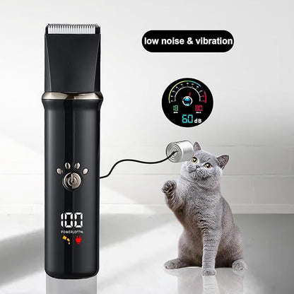 4-in-1 Dog Grooming Clippers Kit, Cordless Rechargeable Low Noise Shaver Grooming Supplies, Waterproof and Washable Pet Trimmer Set with Paw Trimmer for Dog Pets (Grey)