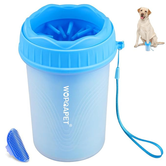 Dog Paw Cleaner, Medium, Blue - Effective, Safe, Portable Silicone Bristles Cleaning Brush. A Great Gift. Includes Free Bath Brush and 90-day Guarantee. For Active Dog Owners