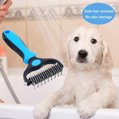 Dycaku Pet Grooming Dog and Cat Hair Removal Brush Tool Hair Removal comb mat Hair removal Safe hair remover double-sided metal comb for cats and dogs with long or short pet hair