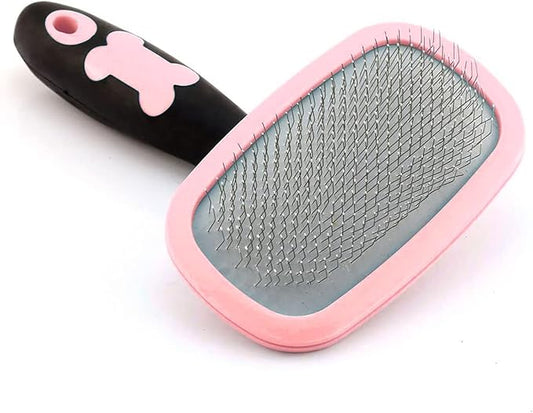 Slicker Brush, PETPAWJOY Dog Brush Gently Cleaning Pin Brush for Shedding Dog Hair Brush for Small Dogs Puppy Yorkie Poodle Rabbits Cats-Large, Pink