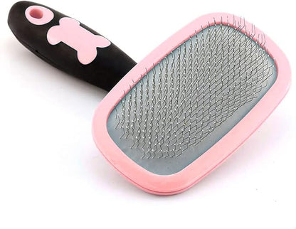 Slicker Brush, PETPAWJOY Dog Brush Gently Cleaning Pin Brush for Shedding Dog Hair Brush for Small Dogs Puppy Yorkie Poodle Rabbits Cats-Large, Pink