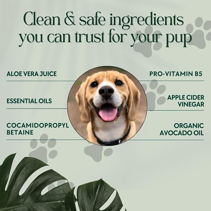 Natural Dog Shampoo  Hypoallergenic, Moisturizing, & Soothing for Sensitive Skin  All-Natural, Chemical-Free, Vegan, Cruelty-Free  Safe for Puppies & Dogs of All Breeds
