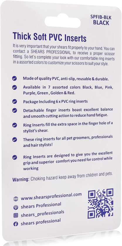 6 pcs Soft Silicone Finger Rings, Barber Hair Scissors Shears Rings Insert, Accessories for Barber Dog Scissor Ring (Black)