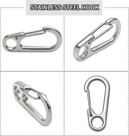 Dog Tag Clip for Collar 2 Pcs,Dog Tag Holder for Pet Collar, Secure Dog Tag Ring, Micro Carabiner, Pet Tag Clip - Stainless Steel, Dog Tag Holder Silvery