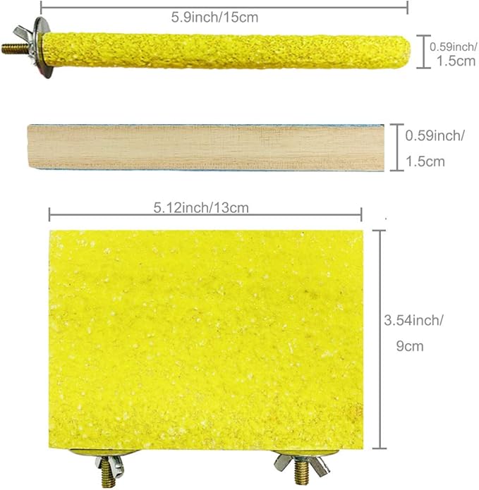 Hamiledyi 6 PCS Bird Perch Stand Toy Wood Parrot Paw Grinding Stick Perch Stand Platform Parakeet Cage Accessories Exercise Toys for Budgies Cockatiel Conure