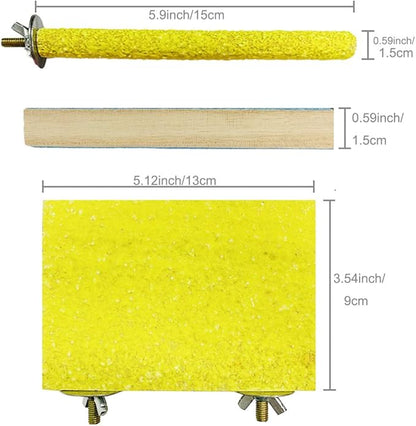 Hamiledyi 6 PCS Bird Perch Stand Toy Wood Parrot Paw Grinding Stick Perch Stand Platform Parakeet Cage Accessories Exercise Toys for Budgies Cockatiel Conure