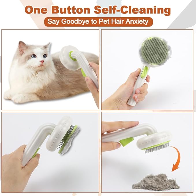 2PCS Pet Knotting Comb with 1PC Cat Brush Dog Brush with Release Button for Shedding, Jaxbo Pet Grooming Comb Dog and Cat Shedding Tool for Removing Tangled and Loose Hair