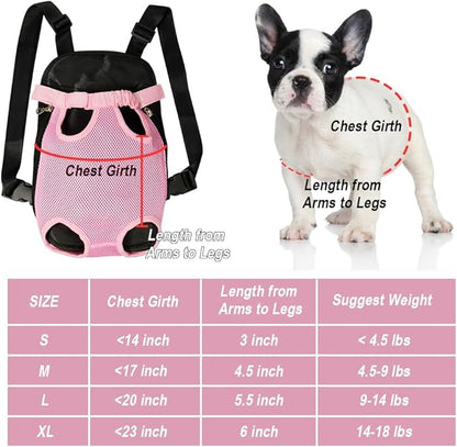 FEimaX Dog Carrier Backpack Pet Legs Out Front Cat Travel Bag, Adjustable Puppy Backpacks Carriers Hands-Free for Small Medium Dogs Cats Hiking Traveling Camping Daily Walking (Small, Pink)