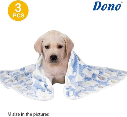 Dono 1 Pack 3 Dog Blankets, Soft Fluffy Fleece Pet Blanket Warm Sleep Mat Paw Print Design Puppy Kitten Throw Blanket Doggy Mat, Blanket for Dogs