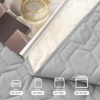 Waterproof and Non-Slip Dog Bed Cover and Pet Blanket Sofa Pet Bed Mat ï¼_ar Incontinence Mattress Protectors Furniture Couch Cover for Most Cats Dogs,Petsï¼52x82-Light Greyï¼