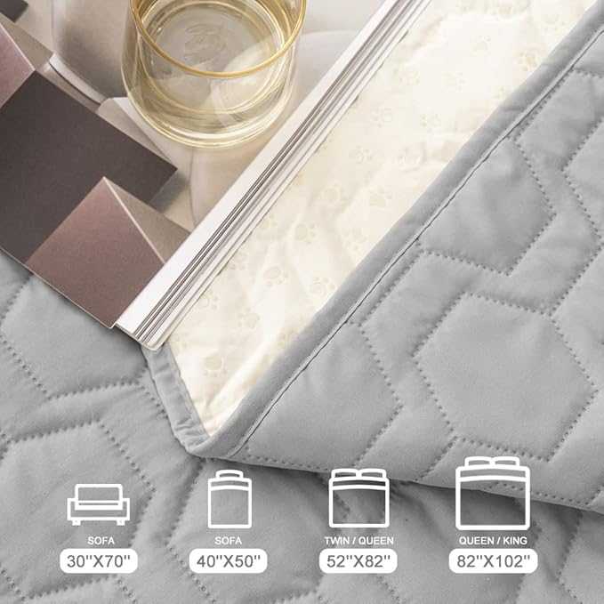 Waterproof and Non-Slip Dog Bed Cover and Pet Blanket Sofa Pet Bed Mat ï¼_ar Incontinence Mattress Protectors Furniture Couch Cover for Most Cats Dogs, Petsï¼40x50-Light Greyï¼