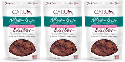 Caru - Soft n Tasty Baked Bites - Alligator Bites Dog Treats - Flavorful Training Treats - 3.75 oz Bags - Pack of 3