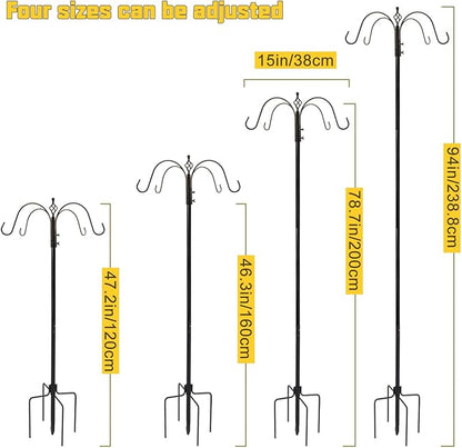 Bird Feeder Station with Suet Cage & Water Bowl Fruit Hook- Adjustable Pole, 6 Hanging Hooks for Wild Birds, Outdoor Garden Bird Feeding Kit