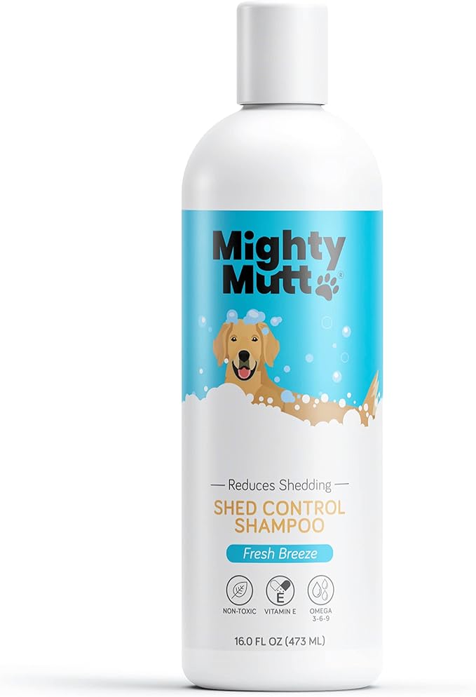 Mighty Mutt Shed Control Shampoo  Deshedding Dog Shampoo | Fresh Scent | Softens & Nourishes Coat | Reduces Shedding | Hypoallergenic, Anti-itch Dog Shampoo Shedding Control  Fresh Breeze | 16 fl oz