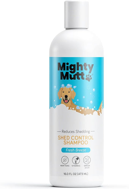 Mighty Mutt Shed Control Shampoo  Deshedding Dog Shampoo | Fresh Scent | Softens & Nourishes Coat | Reduces Shedding | Hypoallergenic, Anti-itch Dog Shampoo Shedding Control  Fresh Breeze | 16 fl oz