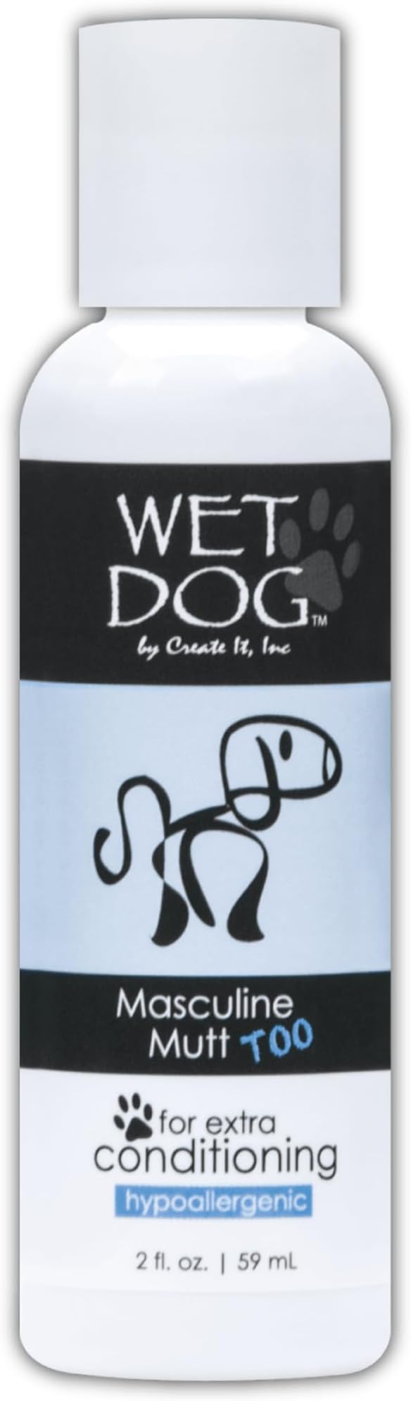 Wet Dog Masculine Mutt All-Natural Organic Oatmeal Sensitive Skin Conditioner for Dogs and Pets, Moisturizing Detangling Deshedding - 8 Ounce